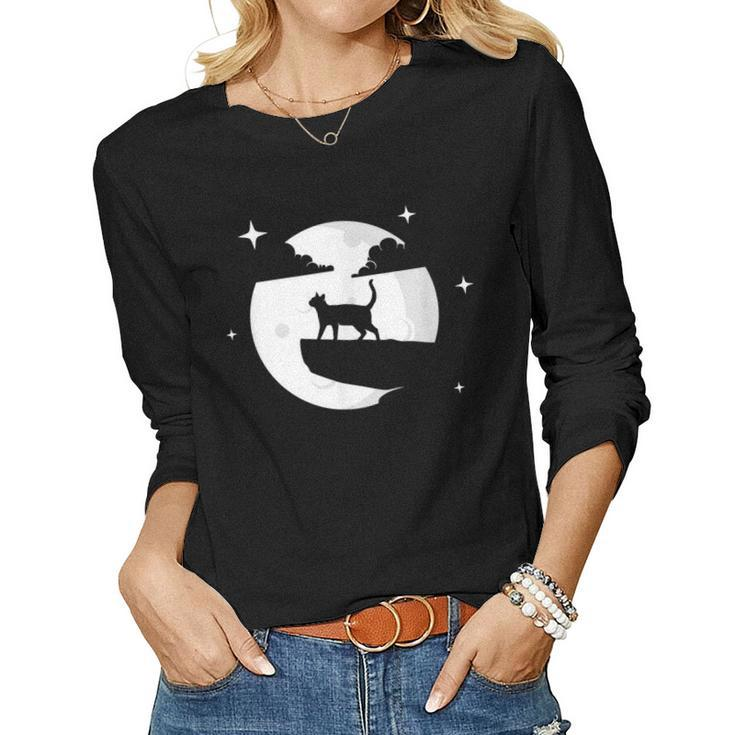 Cat  Moon Cat Gift For Cat Lovers Women Mens Girls Boys Women Graphic Long Sleeve T-shirt