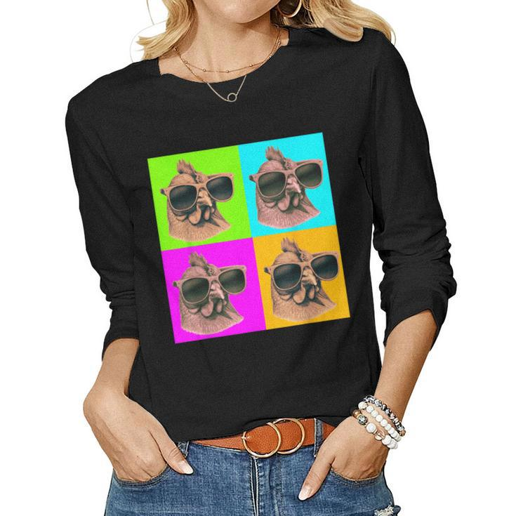Chicken Barnyard Humor Novelty Feathered Fashion Rooster Women Graphic Long Sleeve T-shirt
