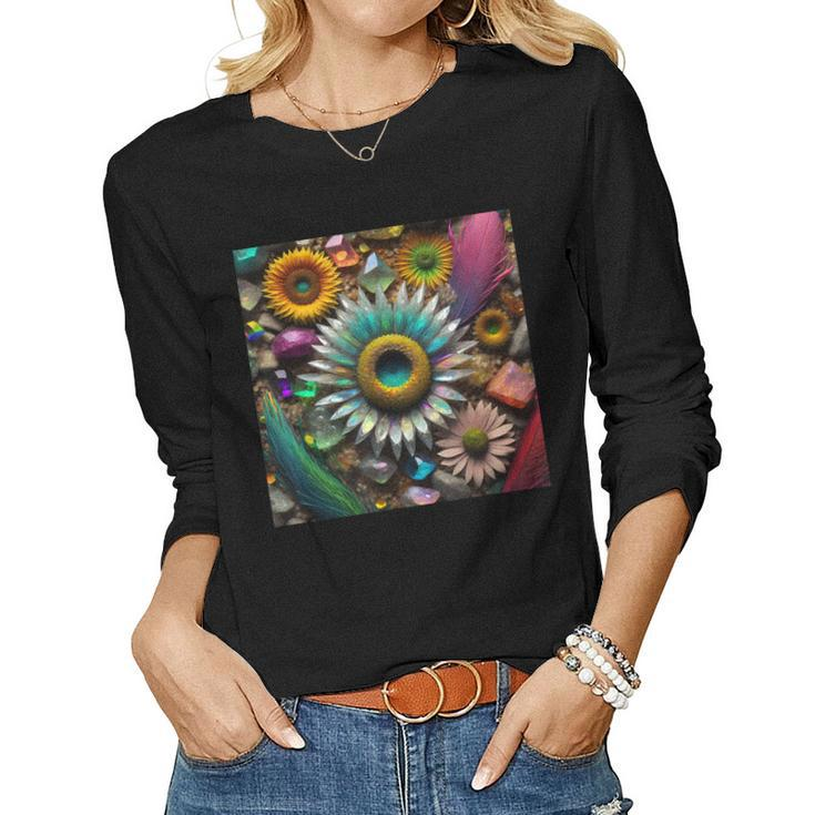 Crystal Flowers Women Graphic Long Sleeve T-shirt