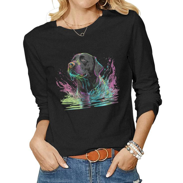 Cute Black Lab Black Labrador Retriever Puppy Dog Mom Animal Women Long Sleeve T-shirt