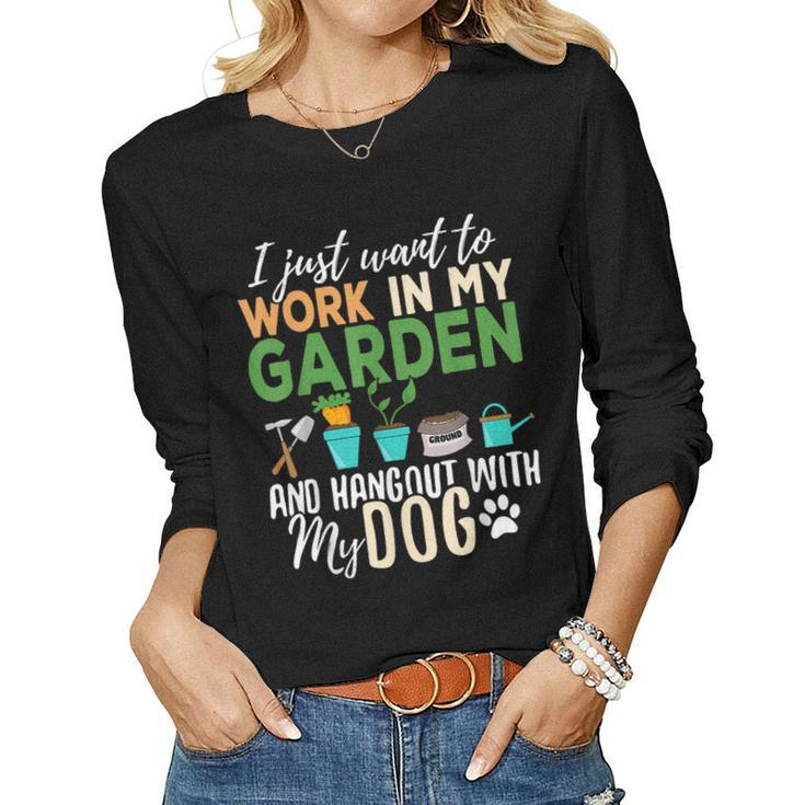 Gardening  Dog Lover Gardener Garden Pet Gift Plants Women Graphic Long Sleeve T-shirt