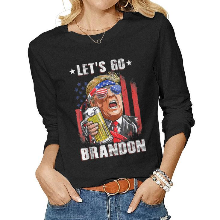 Lets Go Beer Brandon Happy 4Th Of July Trump Beer Women Long Sleeve T-shirt