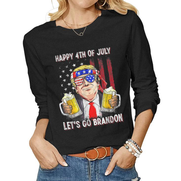 Happy 4Th Of July Lets Go Beer Brandon Trump Beer America Women Long Sleeve T-shirt