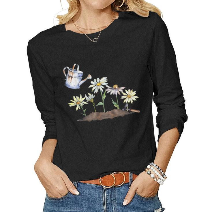Plants Graphic Flower Motif Botanical Gardening Women Graphic Long Sleeve T-shirt