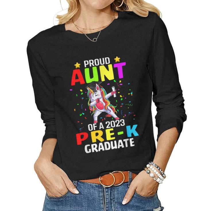 Proud Aunt Of A Class Of 2023 Prek Graduate Unicorn Women Long Sleeve T-shirt