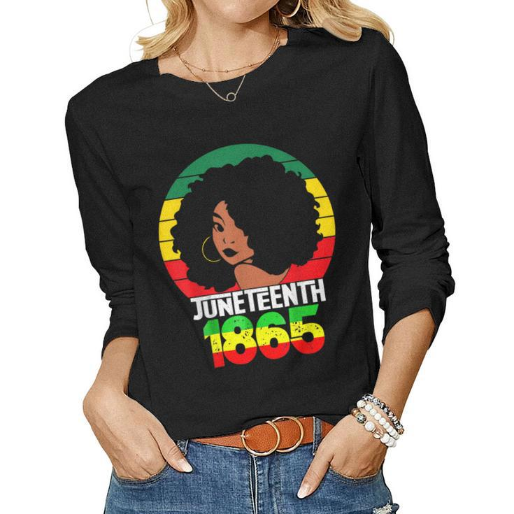 Retro Junenth Day 1865 Afro Melanin Black Women Women Graphic Long Sleeve T-shirt