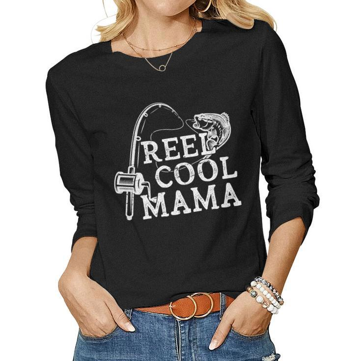 Retro Reel Cool Mama Fishing Fisher  For Women Women Long Sleeve T-shirt