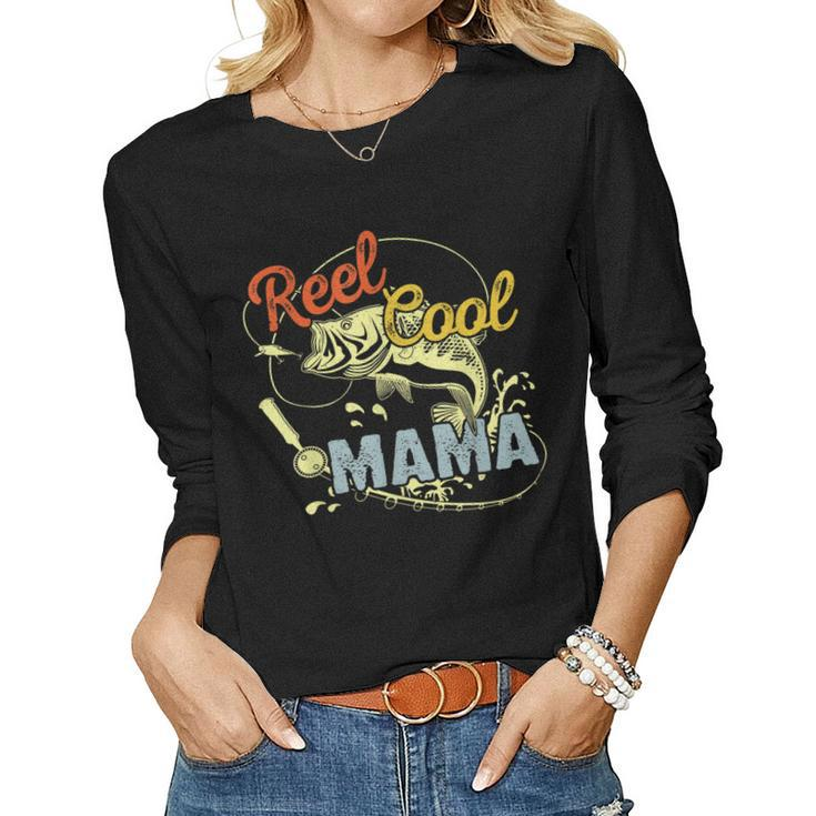 Retro Reel Cool Mama Fishing Lover For Women Women Long Sleeve T-shirt