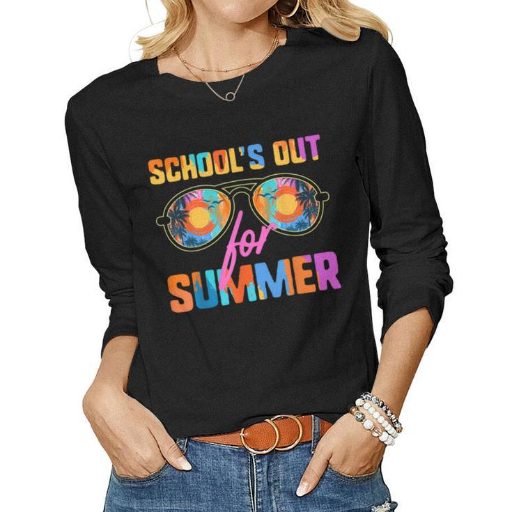 Retro Schools Out For Summer Students Teachers Vacation Women Long Sleeve T-shirt
