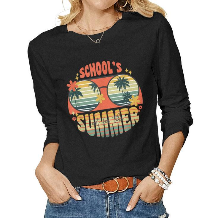 Schools Out For Summer Graduation Teacher Sunglasses Retro Women Long Sleeve T-shirt