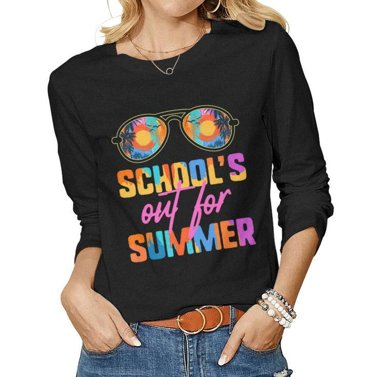 Schools Out For Summer Teacher Vacation Retro 70S 80S Women Long Sleeve T-shirt