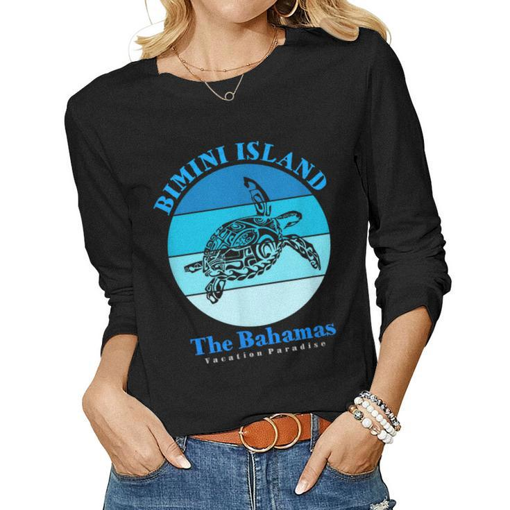 Sea Turtle Bimini Island Bahamas Ocean Women Graphic Long Sleeve T-shirt