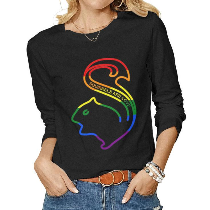 Squirrels Are Love Lgbt Rainbow Pride  Women Graphic Long Sleeve T-shirt