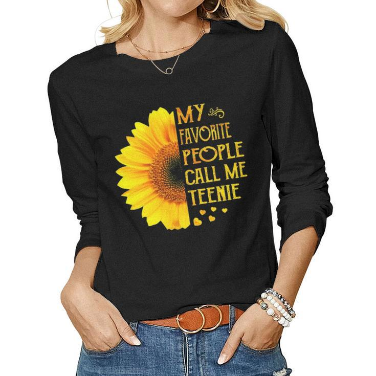 Teenie Grandma Gift My Favorite People Call Menie Women Graphic Long Sleeve T-shirt