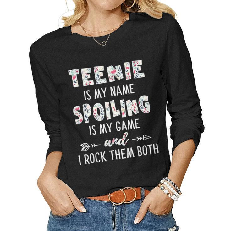Teenie Grandma Gift Nie Is My Name Spoiling Is My Game Women Graphic Long Sleeve T-shirt