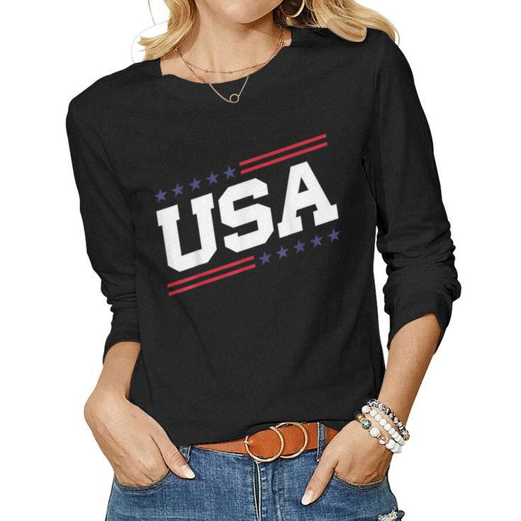 Usa 4Th Of July United States America American Men Women   Women Graphic Long Sleeve T-shirt