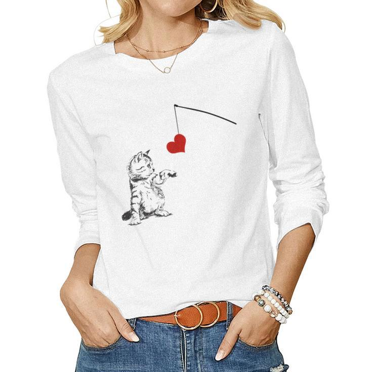 Cat Lovely Play Fishing Pole Cat Toys For Cat Dad Cat Mom Women Long Sleeve T-shirt