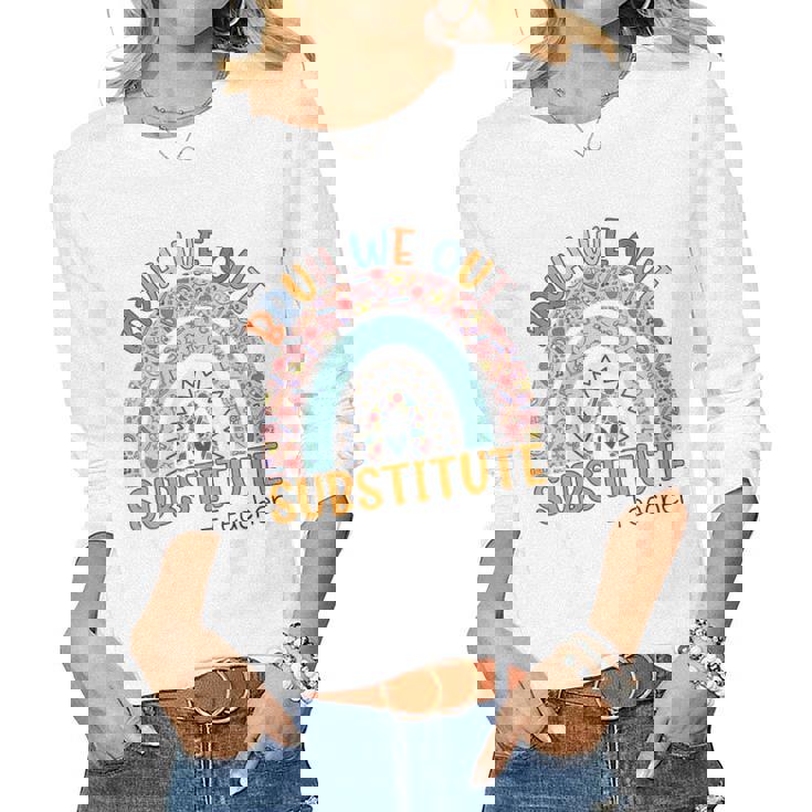 Cute Bruh We Out Teachers Summer Substitute Teacher Rainbow Women Long Sleeve T-shirt