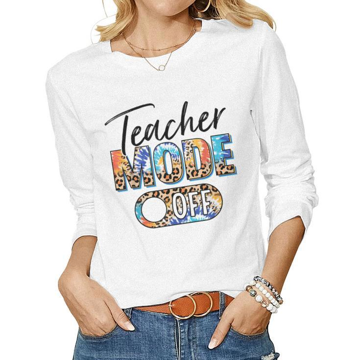 Leopard Teacher Mode Off Last Day Of School Summer Vacation Women Long Sleeve T-shirt