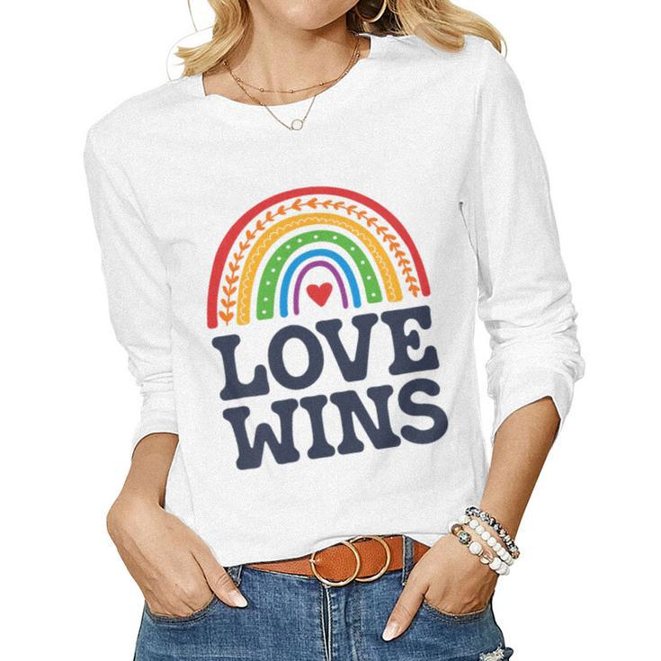 Lgbtq Love Wins Pocket Gay Pride Lgbt Ally Rainbow Vintage Women Long Sleeve T-shirt