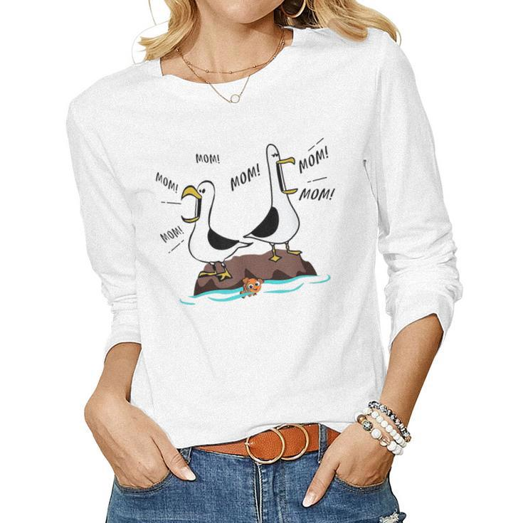 Mom Mom Mom Seagull Family Mother Women Graphic Long Sleeve T-shirt