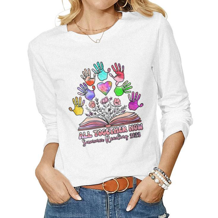 All Together Now Summer Reading 2023 Boho Flowers Floral Women Long Sleeve T-shirt