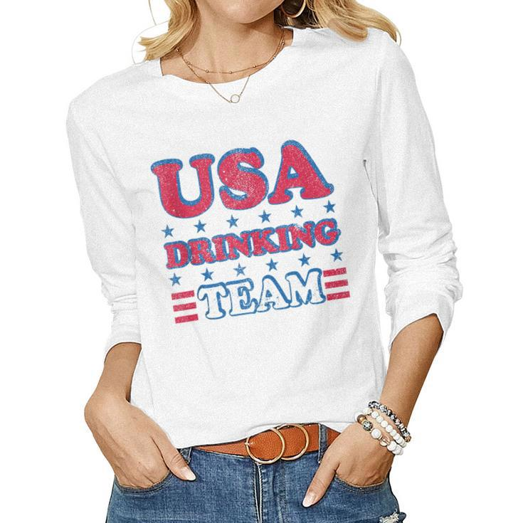 Usa Drinking Team 4Th Of July Independence Day Drunk Women Long Sleeve T-shirt