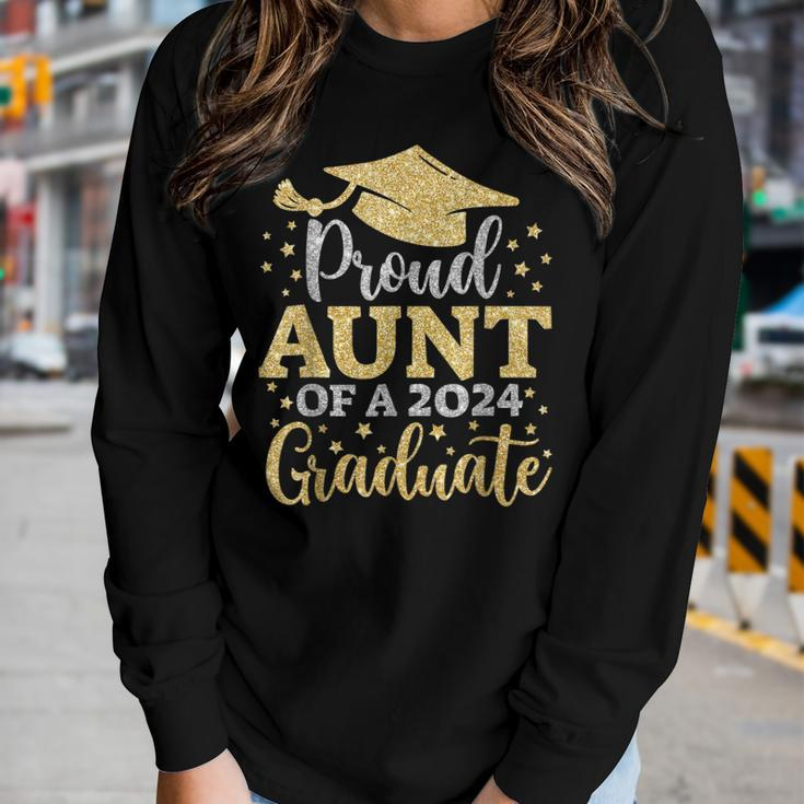 Aunt Senior 2024 Proud Aunt Of A Class Of 2024 Graduate Women Long Sleeve T-shirt Gifts for Her