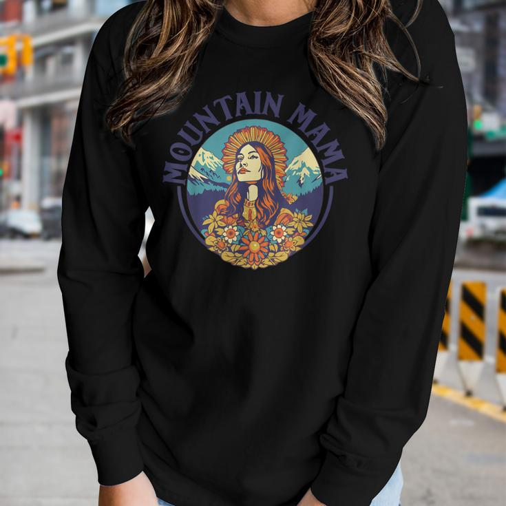 Groovy Mountain Mama Hippie 60S Psychedelic Artistic Women Graphic Long Sleeve T-shirt Gifts for Her