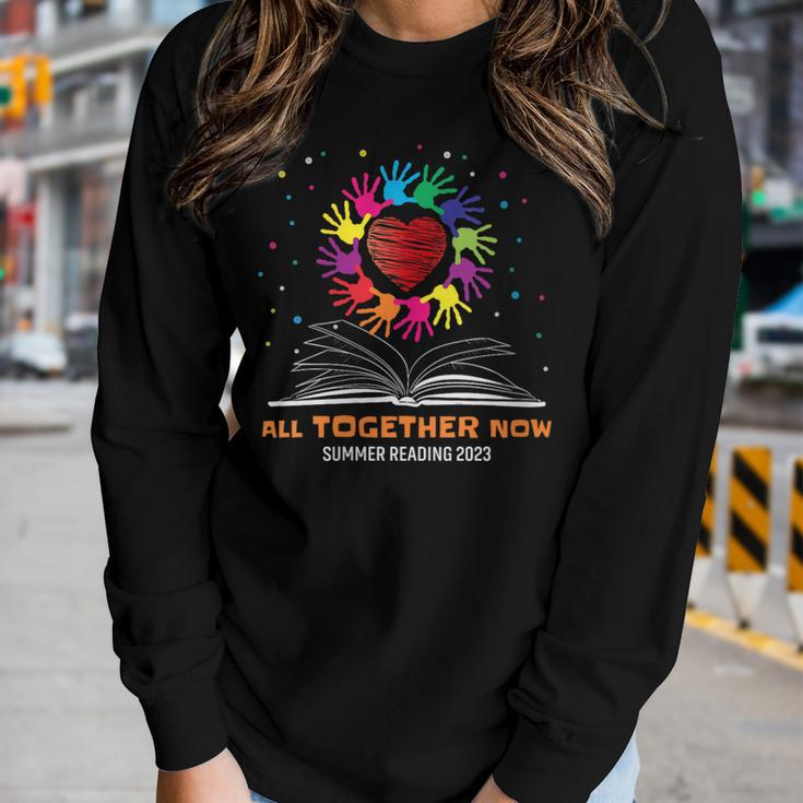 Handprints And Hearts All Together Now Summer Reading 2023 Women Long Sleeve T-shirt Gifts for Her