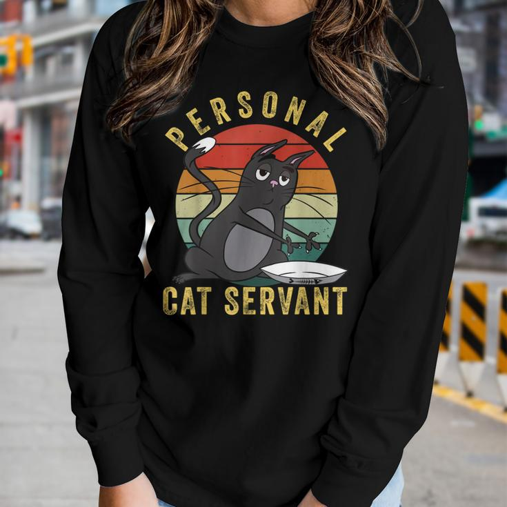 Personal Cat Servant Cat Mom Cat Dad Women Long Sleeve T-shirt Gifts for Her