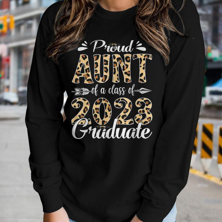 Proud Aunt Of A Class Of 2023 Graduate Leopard Senior 2023 Women Long Sleeve T-shirt Gifts for Her