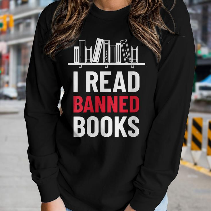 I Read Banned Books Banned Books Week Librarian Bibliofile Women Long Sleeve T-shirt Gifts for Her