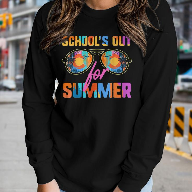 Retro Schools Out For Summer Students Teachers Vacation Women Long Sleeve T-shirt Gifts for Her