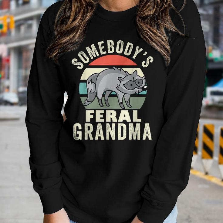 Somebodys Feral Grandma Wild Grandmother Family Retro Women Graphic Long Sleeve T-shirt Gifts for Her