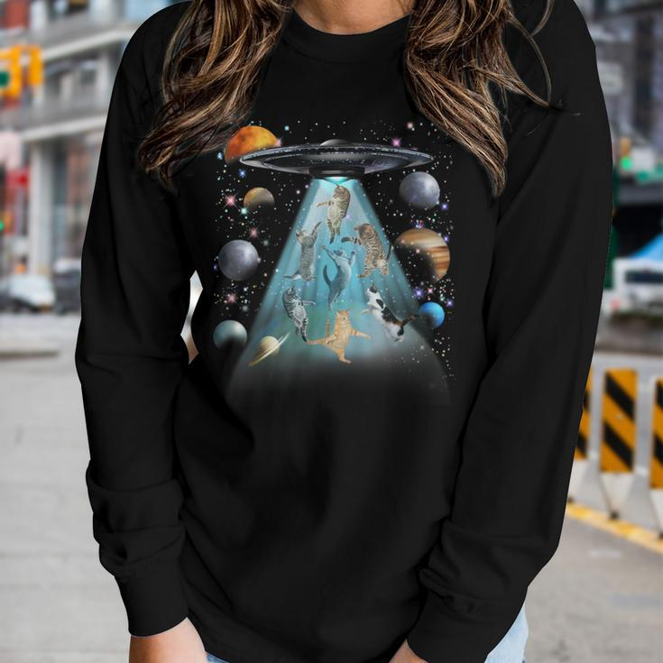 Space Cat Galaxy Cat For Cat Dad Cat Mom Cat Lover Women Long Sleeve T-shirt Gifts for Her