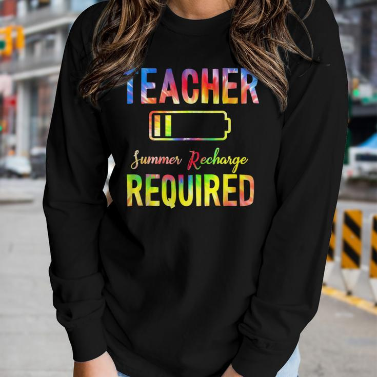 Teacher Summer Recharge Required Tie Dye Teacher Vacation Women Long Sleeve T-shirt Gifts for Her