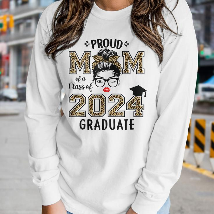 Proud Mom Of A Class Of 2024 Graduate Senior 24 Graduation Women Long Sleeve T-shirt Gifts for Her