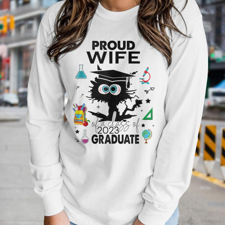 Proud Wife Of A Class Of 2023 Graduate Cool Black Cat Women Long Sleeve T-shirt Gifts for Her
