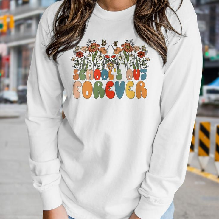 Schools Out Forever Last Day Of School Floral Teacher Women Long Sleeve T-shirt Gifts for Her