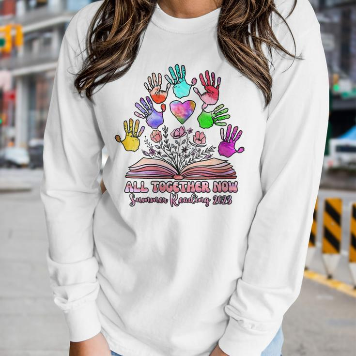 All Together Now Summer Reading 2023 Boho Flowers Floral Women Long Sleeve T-shirt Gifts for Her