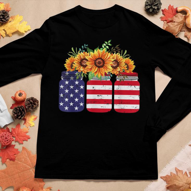 American Flag Sunflower 4Th Of July Independence Usa Day Women Long Sleeve T-shirt Unique Gifts