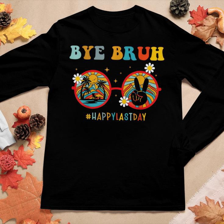 Bye Bruh Teachers Groovy Happy Latest Day Of School Summer Women Long Sleeve T-shirt Unique Gifts
