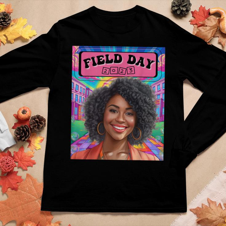 Colorful Rainbow Sunny Field Day Womens Women Graphic Long Sleeve T-shirt Personalized Gifts
