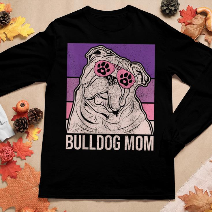 Dog Mama Pet Owner Animal Lover Outfit English Bulldog Mom Women Graphic Long Sleeve T-shirt Personalized Gifts