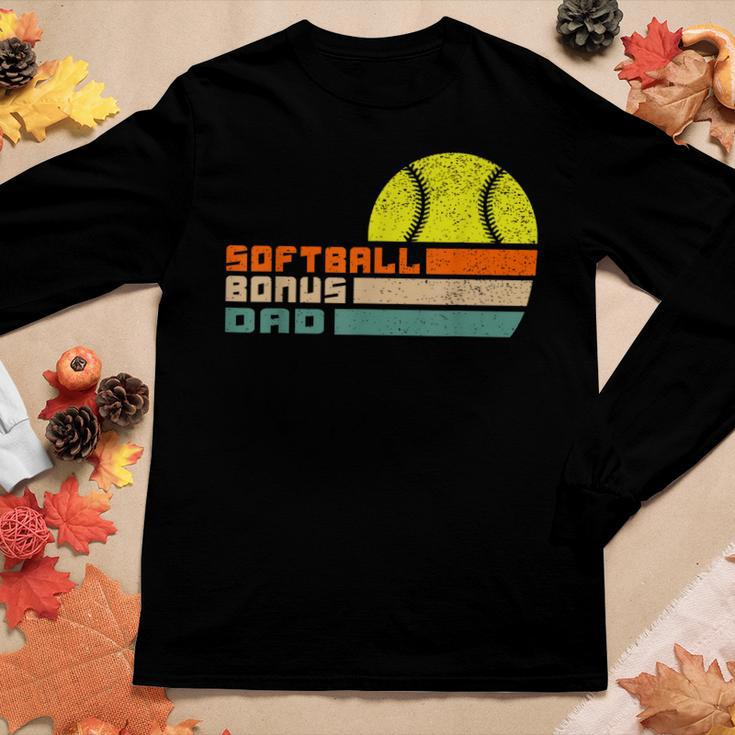 For Mens Softball Bonus Dad From Stepdaughter Stepson Son Women Graphic Long Sleeve T-shirt Funny Gifts