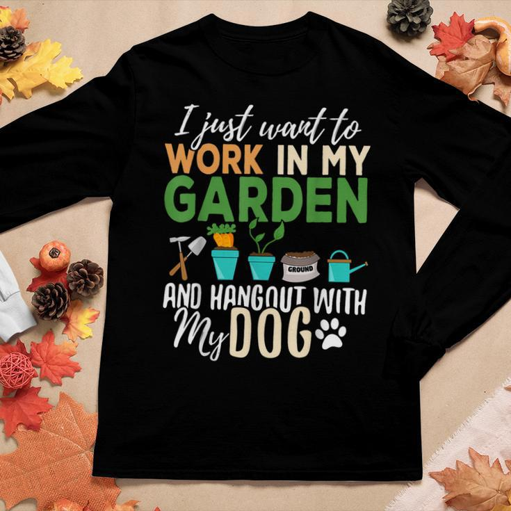 Gardening Dog Lover Gardener Garden Pet Gift Plants Women Graphic Long Sleeve T-shirt Funny Gifts