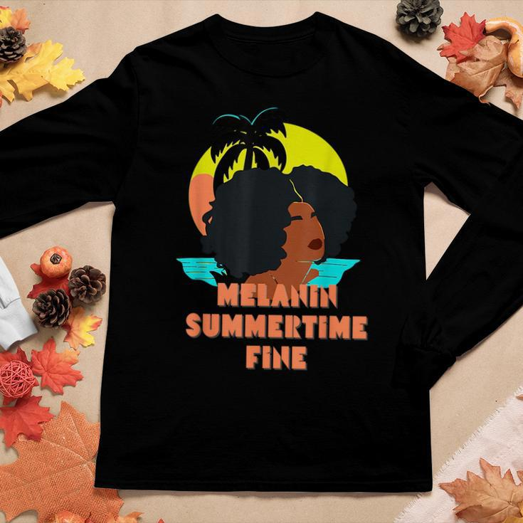 Melanin Summertime Fine Afro Love Women Women Graphic Long Sleeve T-shirt Unique Gifts