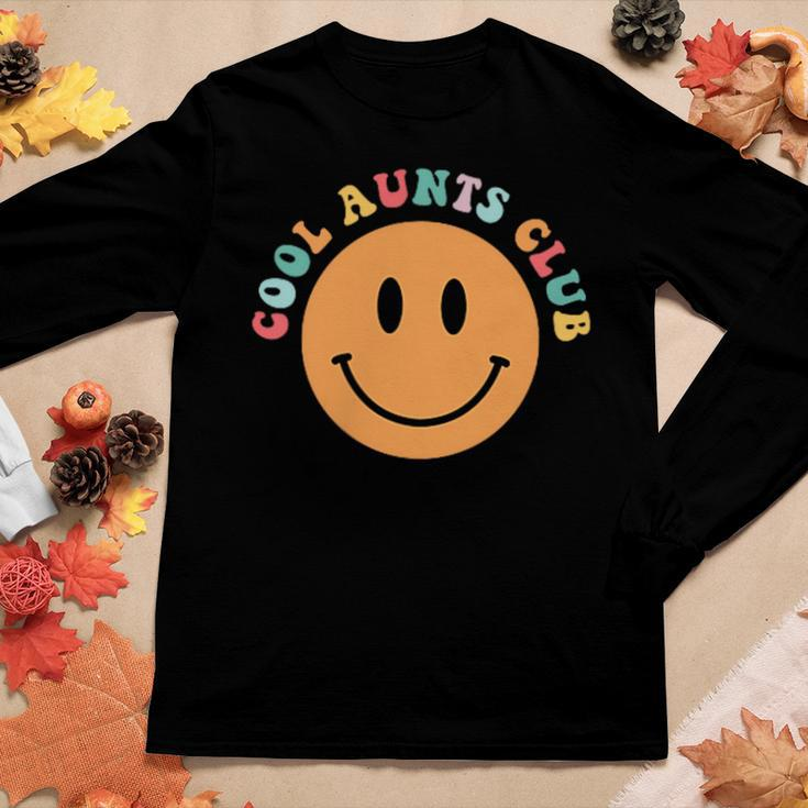 Mothers Day Groovy Auntie Cool Aunts Club 2 Sided Women Graphic Long Sleeve T-shirt Funny Gifts
