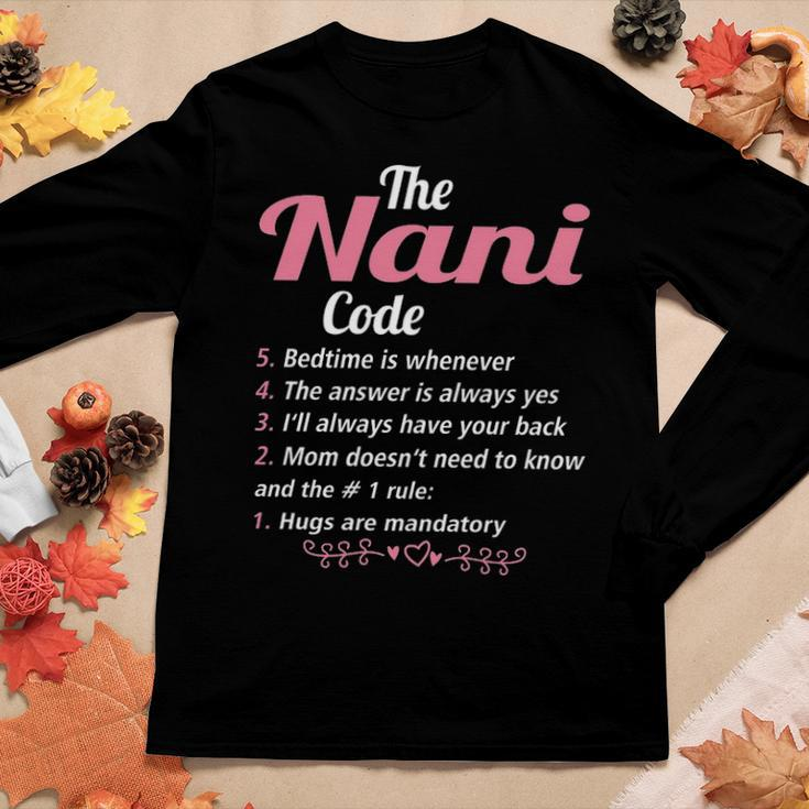 Nani Grandma Gift The Nani Code Women Graphic Long Sleeve T-shirt Funny Gifts